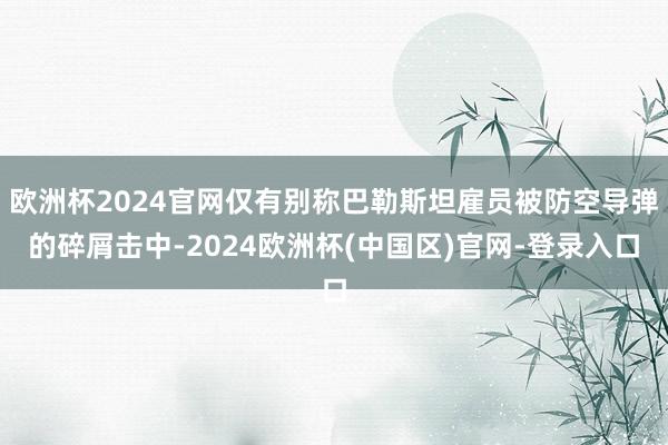 欧洲杯2024官网仅有别称巴勒斯坦雇员被防空导弹的碎屑击中-2024欧洲杯(中国区)官网-登录入口