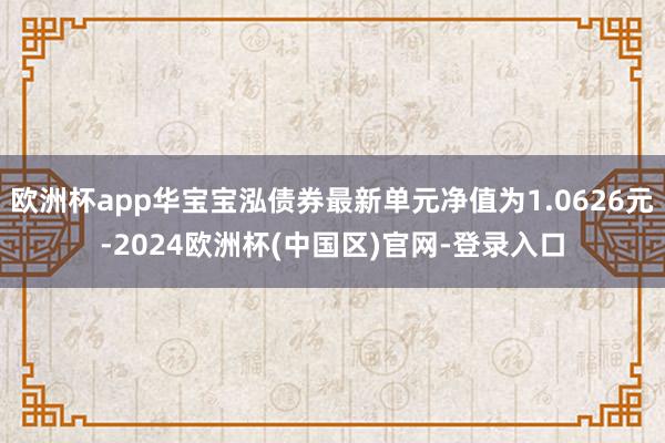 欧洲杯app华宝宝泓债券最新单元净值为1.0626元-2024欧洲杯(中国区)官网-登录入口