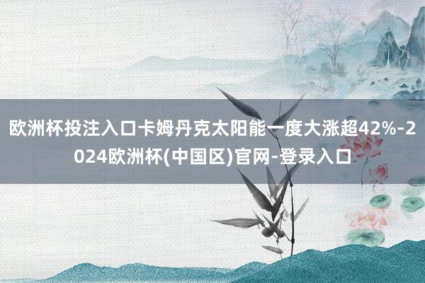 欧洲杯投注入口卡姆丹克太阳能一度大涨超42%-2024欧洲杯(中国区)官网-登录入口