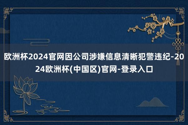 欧洲杯2024官网因公司涉嫌信息清晰犯警违纪-2024欧洲杯(中国区)官网-登录入口