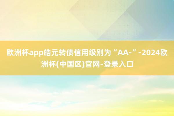 欧洲杯app皓元转债信用级别为“AA-”-2024欧洲杯(中国区)官网-登录入口