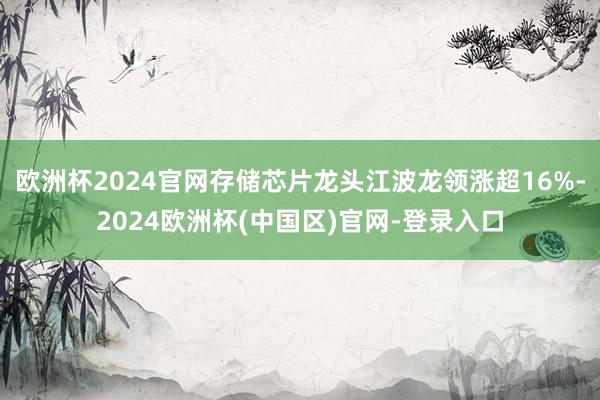 欧洲杯2024官网存储芯片龙头江波龙领涨超16%-2024欧洲杯(中国区)官网-登录入口